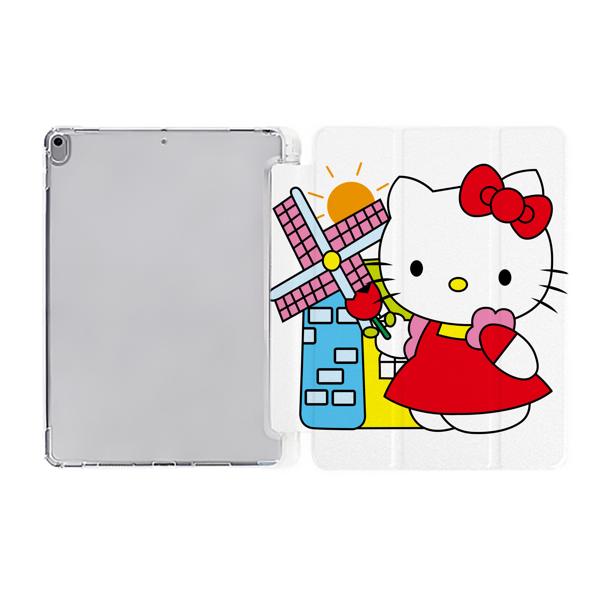 （画像用） Hello Kitty ハローキティ IPad ケース ペン収納付き 三つ折りスタンド PUレザー×シリコン 対応機種9.5/10.5/10.9インチ